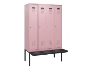 locker met bank,HxBxD 1950x1200x815mm,4vak,vak B 300mm,cilinderslot - 2