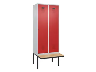 locker met bank,voor scheiding van kleding,HxBxD 2120x800x815mm,2vak - 2