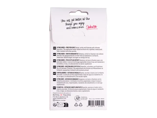 Fineliner Sakura Pigma Micron Black Edition set à 6 breedtes + gratis