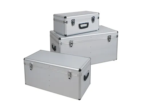 Set aluminium transportboxen,25/65/100l,zilverkleurig