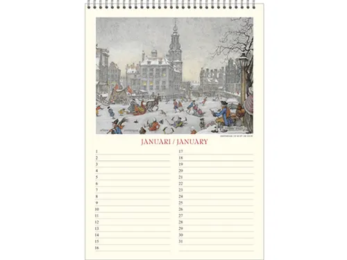 Verjaardagskalender Anton Pieck Zicht op haven A4
