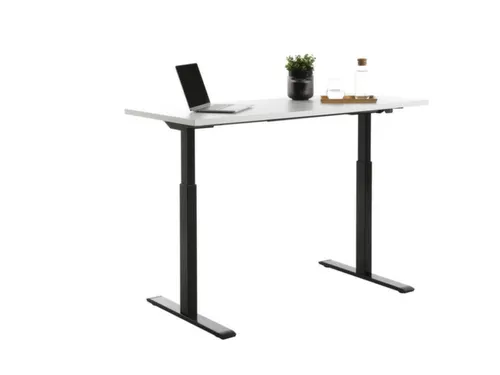 Elektrisch ihv bureau,HxBxD 700-1200x1400x600mm,blad wit,T-voet zwart