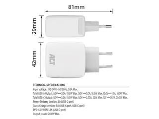 Oplader ACT 20w 2-poorts usb a+c wit - 6