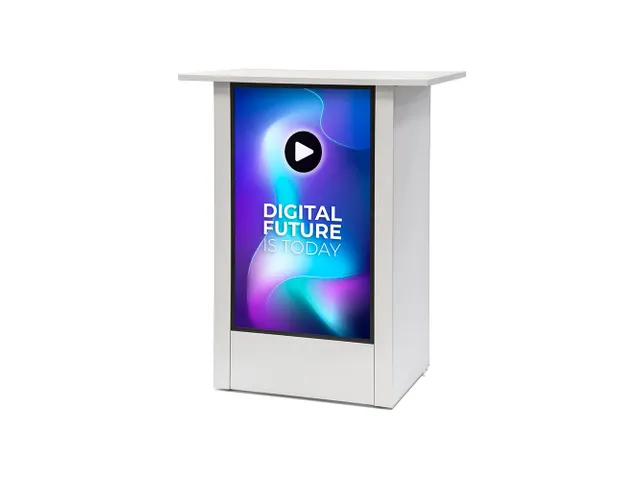 Digital Counter Futuro met 32 inch Samsung scherm Portret Wit