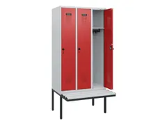 locker met bank,HxBxD 1950x900x815mm,3vak,vak B 300mm,draaigrendel