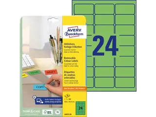 Avery Zweckform Gekleurde Afneembare Etiketten 63.5x33.9mm Groen - 2