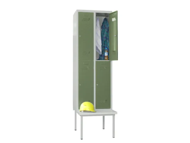 banklocker,dubbeldeks,HxBxD 2150x600x800mm,RAL7035,front RAL6011