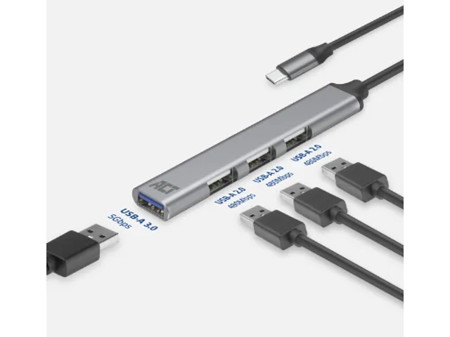 Hub ACT USB-C 3x USB-A 2.0 en 1x USB-A 3.0