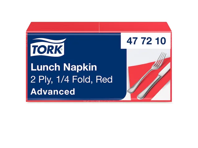 Tork 477210 Lunchservet 33x33cm 2-laags 1/4 vouw 10x200st Rood