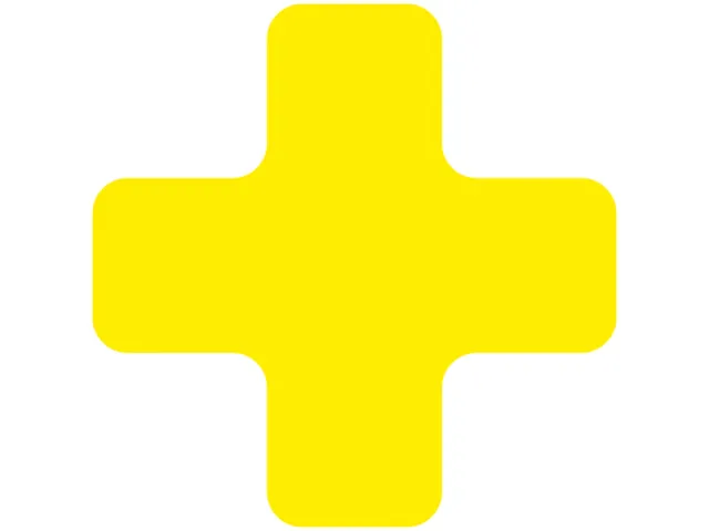 plaksymbool,plus,markering HxB 150x150mm,polycarbonaat,geel