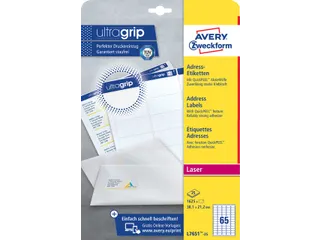 Etiket Avery L7651-25 38.1x21.2mm Laserprinter Wit 1625 stuks - 1