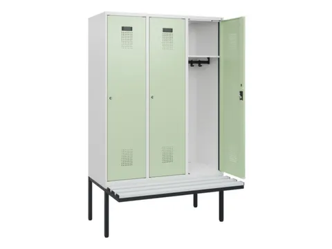 locker met bank,HxBxD 1950x1200x815mm,3vak,vak B 400mm,cilinderslot