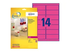 Etiket Avery L7363P-25 99.1x38.1mm Neon Roze 350 Stuks
