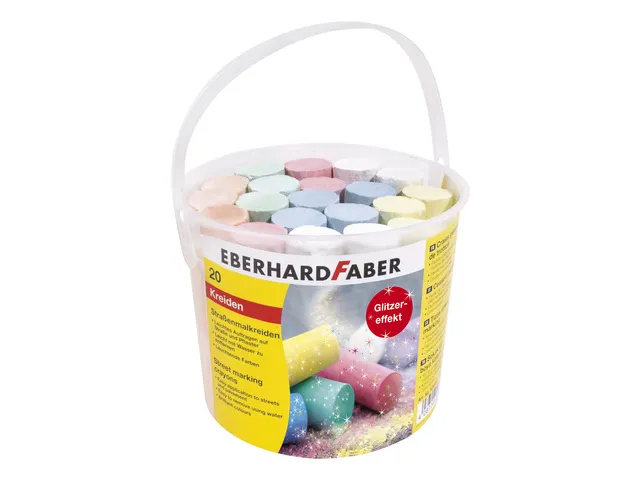 Stoepkrijt Eberhard Faber glitter 20 stuks in emmer
