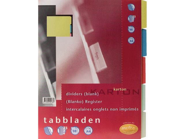 Tabbladen Multo 7311720 A4 23-Gaats Karton 10-Delig Assorti | TabbladenShop.nl