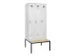 locker met bank,voor scheiding van kleding,HxBxD 2120x900x815mm,3vak