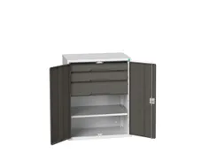 universele kast,HxBxD 1000x800x550mm,1xStalen bodem,3lade(n)