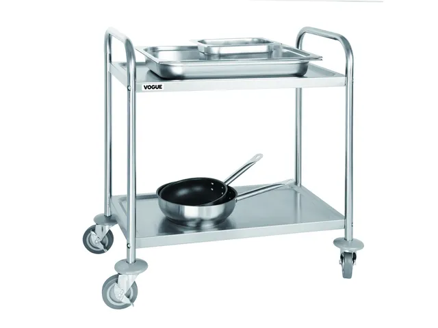 Serveerwagen Vogue RVS met 2 plateaus 128kg 82.5x71cm