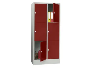 lockerkast,HxBxD 1850x800x500mm,2x3vakken,RAL7035,front RAL3000 - 2