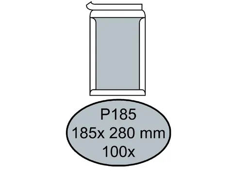 Envelop Quantore Bordrug P185 185X280Mm 120Gr Wit Zelfklevend