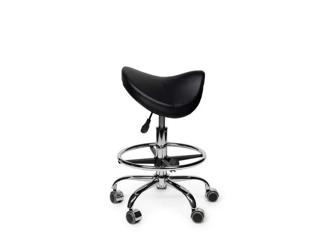 Premium zadelkruk zwart laag met voetring