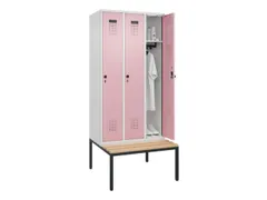 locker met bank,HxBxD 2120x900x815mm,3vak,vak B 300mm,draaigrendel