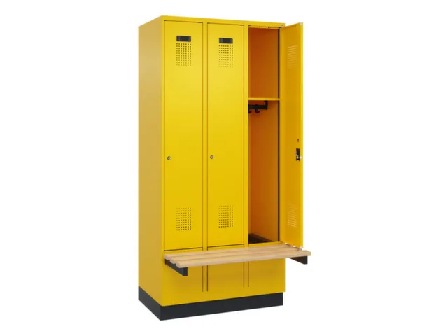 locker met bank,HxBxD 1950x900x815mm,3vak,vak B 300mm,cilinderslot