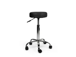 Tabouret kruk zwart standaard gasveer harde wielen
