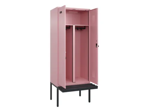 PBM-locker met bank,HxBxD 2120x800x815mm,2vak,vak B 400mm,draaigrendel