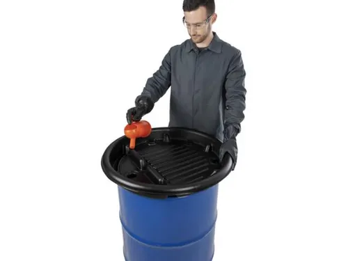 trechter,v. 200/220l vat,HxØ 120x704mm,uitloop-Ø 50mm,PE