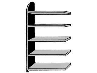 Basisveld 1900x1000x325mm 5legborden 1zijpaneel Zonder Achterwand Wit - 2