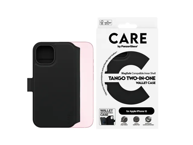 Housse PanzerGlass CARE by Feature Tango 2-en-1 MagSafe iPhone 15 noir