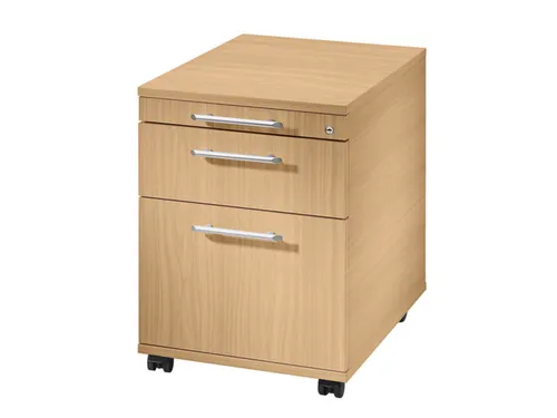 Mobiel Ladenblok 590x430x560mm Pennenlade 1lade 1hangmappenlade Beuken