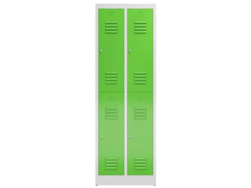 Dubbeldekse garderobekast 1800x590x500mm 2x2vak klink RAL7035 RAL6018