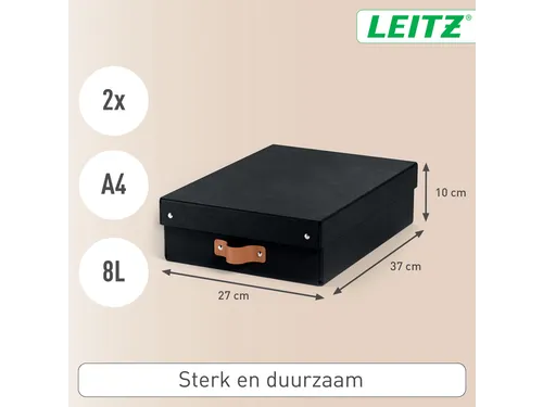 Leitz Puro Opbergdoos met deksel medium laag 8L set van 2 zwart