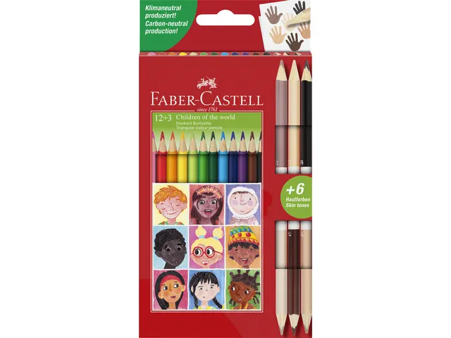 Crayon de couleur Faber-Castell triangulaire étui carton 12+3 pièces