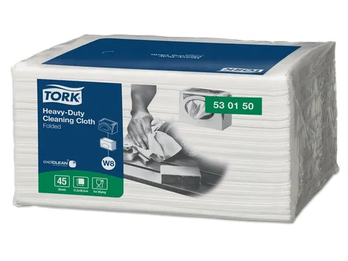 Reinigingsdoek Tork W8 Premium Heavy-Duty 1-laags 45 vel wit 530150