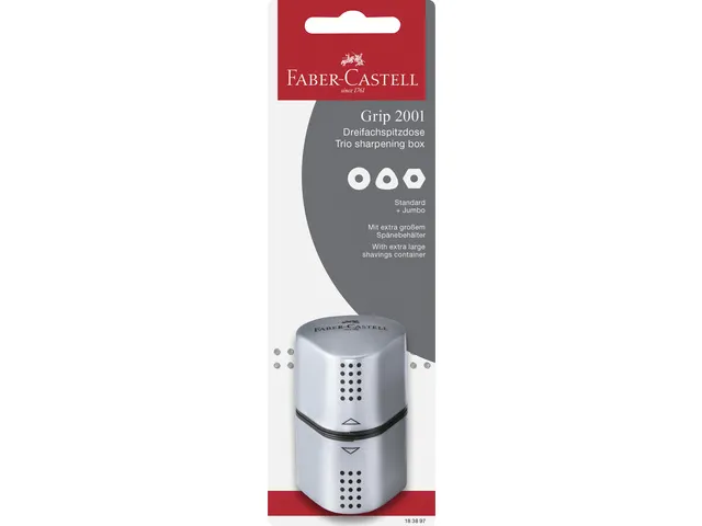 puntenslijper Faber-Castell GRIP Trio zilver op blister