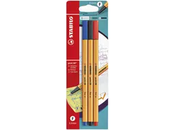Fineliner STABILO point 88 0.4mm blister à 3 kleuren assorti