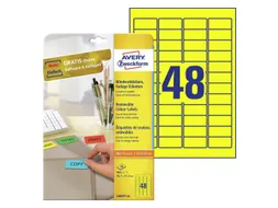 Gekleurde etiketten Avery Zweckform 45.7x21.2mm Geel 960 stuks