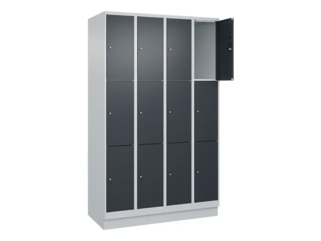 lockerkast,HxBxD 1950x1200x500mm,4x3vakken,vak B 300mm,cil.-slot