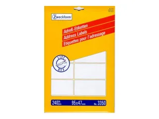 Adresetiket Zweckform 95x47mm wit pakje a 240 etiketten, 20 vel - 1