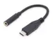 USB Type-C audioadapterkabel 3,5mm St/Bu 0,2m audio in/uit Zwart