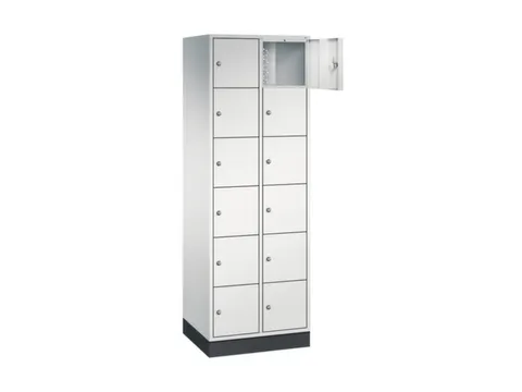 lockerkast,RAL 7035,HxBxD 1950x620x500mm,2x6vakken,cil.-slot,sokkel