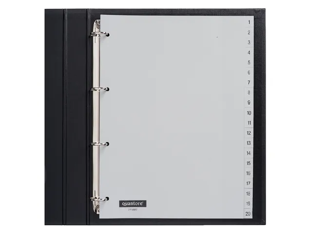Tabbladen A4 Quantore 4-Gaats Pp 1-20 Genummerd Grijs