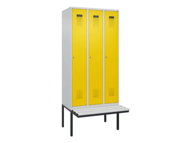 locker met bank,voor scheiding van kleding,HxBxD 2120x900x815mm,3vak