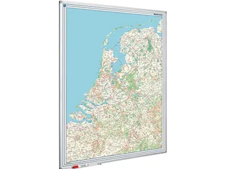 Landkaart Bord 120x90 Softline Profiel 8mm Nederland Wegenkaart