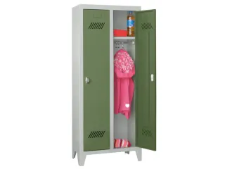 lockerkast v. kinderen,HxBxD 1300x530x300mm,2vak,RAL7035,front RAL6011 - 2