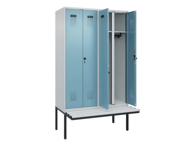 locker met bank,voor scheiding van kleding,HxBxD 2120x1200x815mm,4vak
