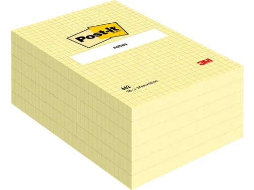 Memoblok Post-it 662 102x152mm ruit geel